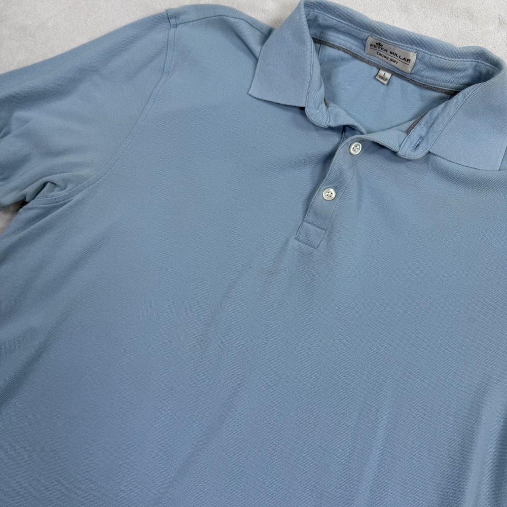 Peter Millar Crown Soft Polo Shirt Men Large Light Blue Pima Cotton Silk MS17K60